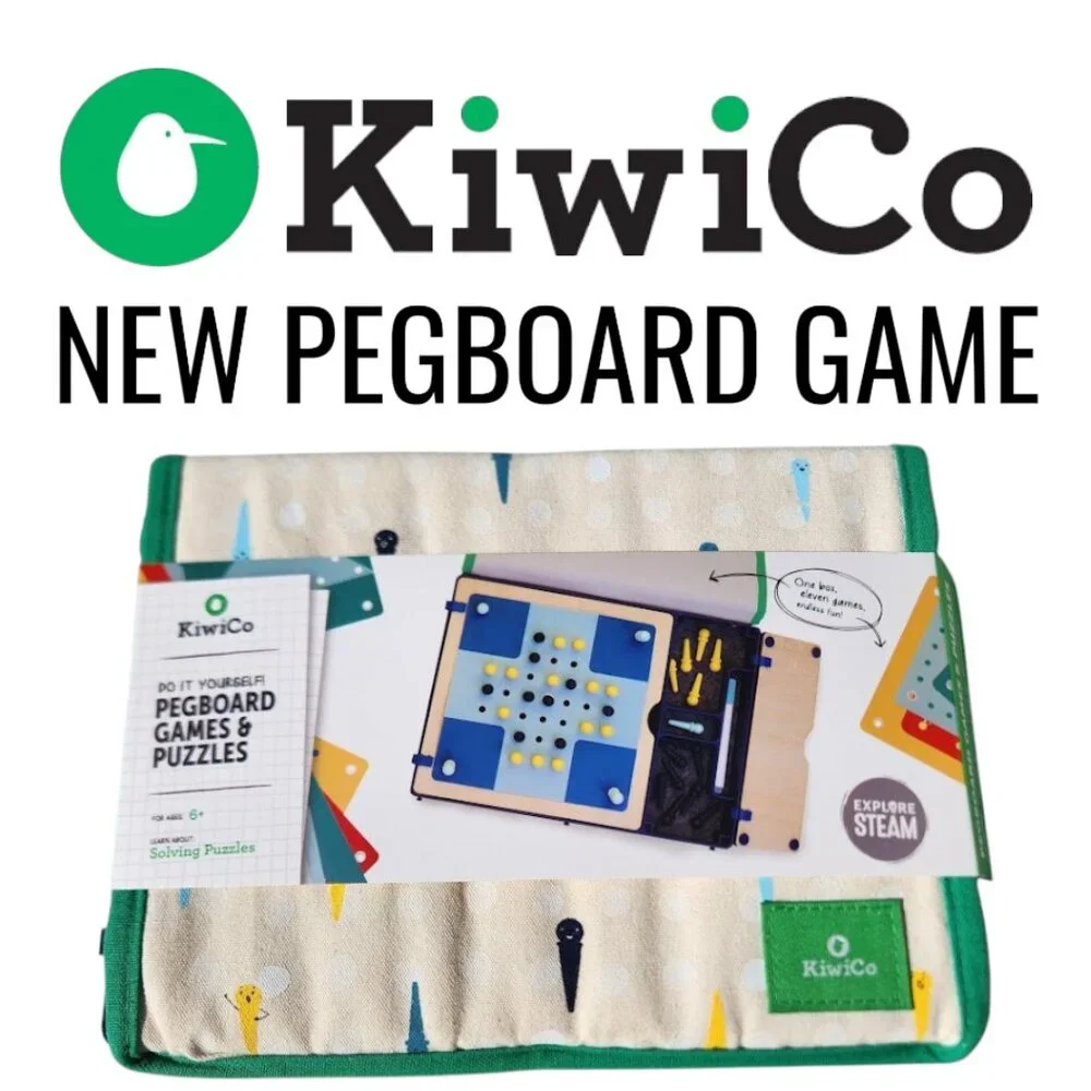 NEW KiwiCo. Kiwi Co. Pegboard Games Puzzles Travel Board Games Case Party Deskto